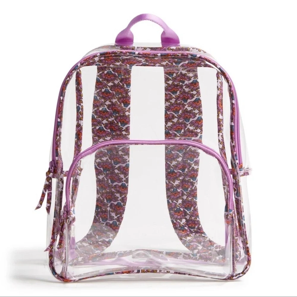 VERA BRADLEY wTransparent Backpack with Purple Floral Design